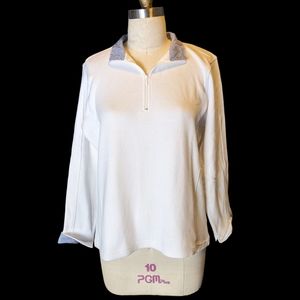 Orvis Pullover 1/4" Zip Cotton White Women's Size Medium